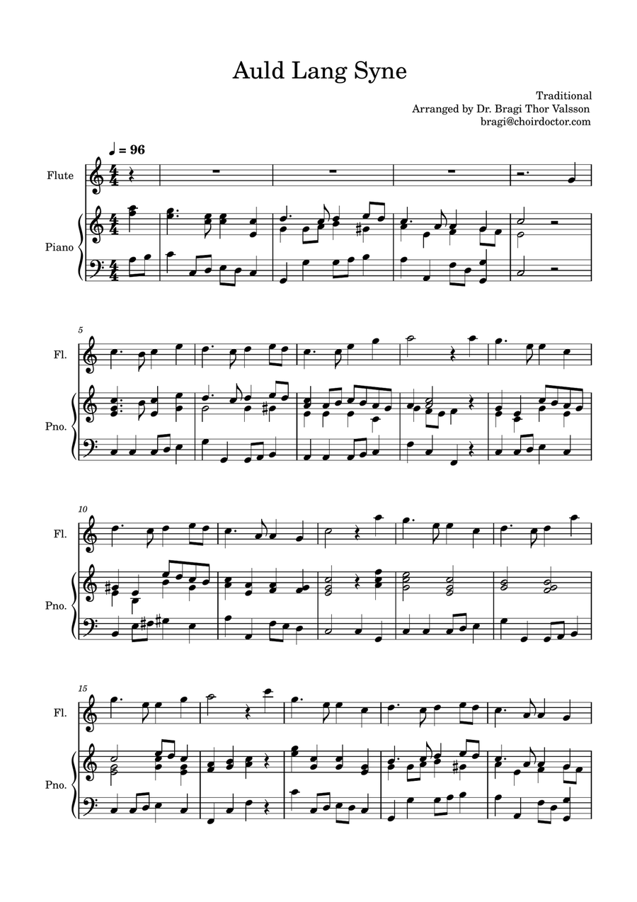 Auld Lang Syne - Flute with Piano accompaniment Flute Solo scores gallery preview page 2