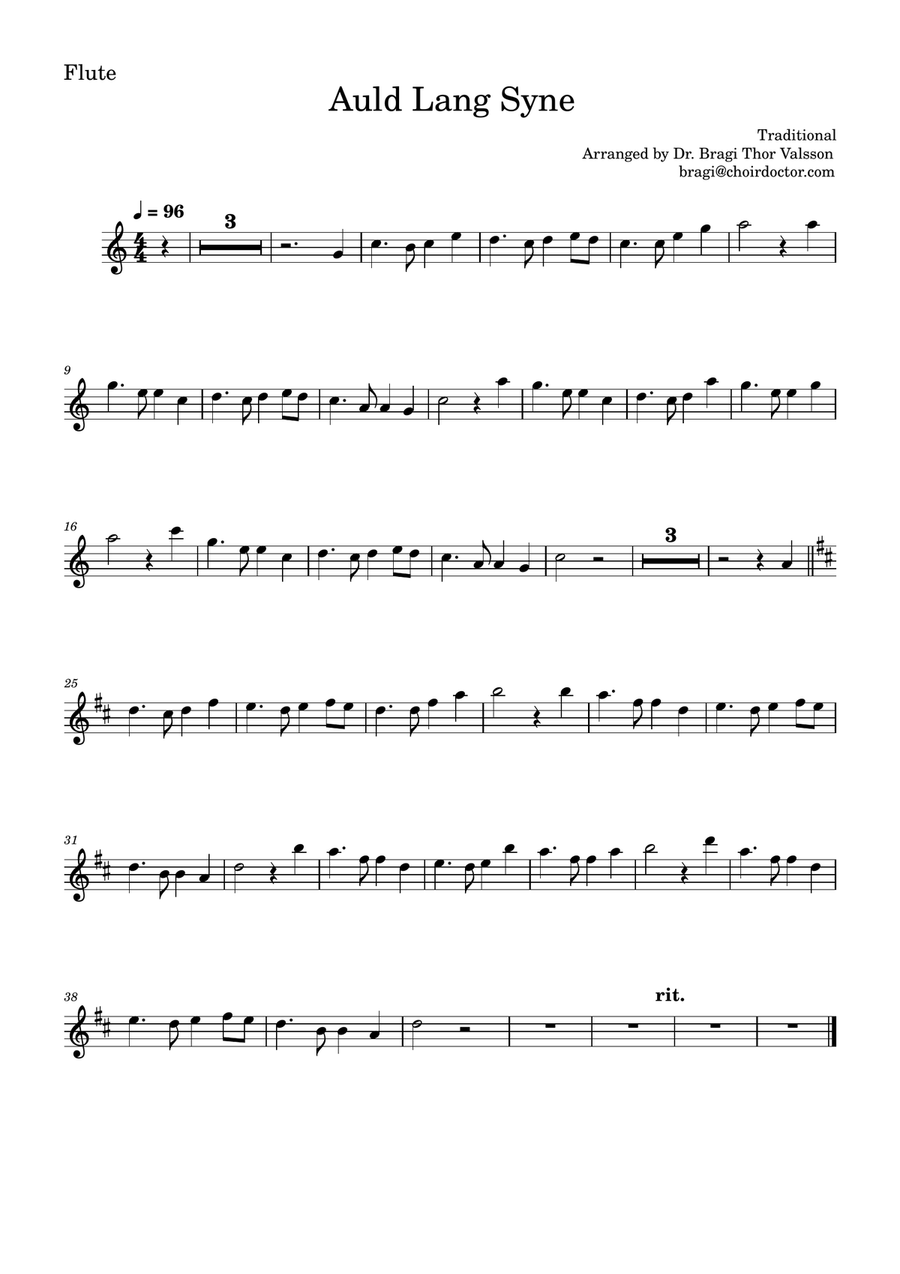 Auld Lang Syne - Flute with Piano accompaniment Flute Solo scores gallery preview page 4