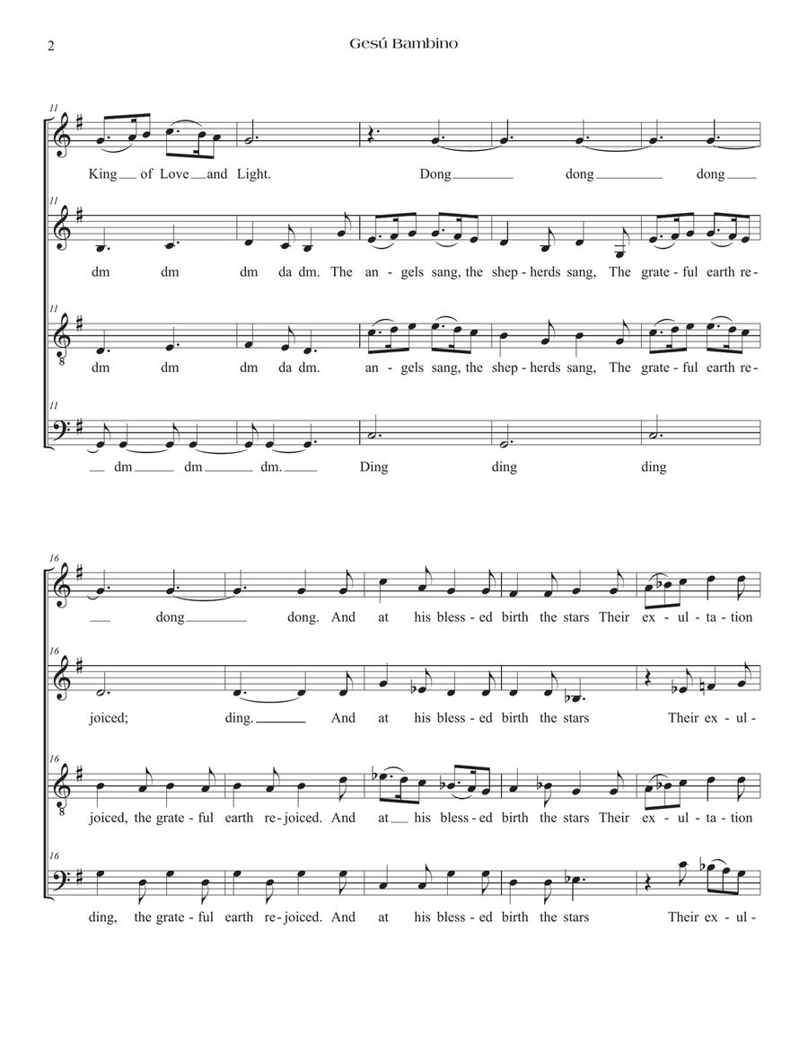 Gesú Bambino SATB a cappella with divisis Divisi scores gallery preview page 2