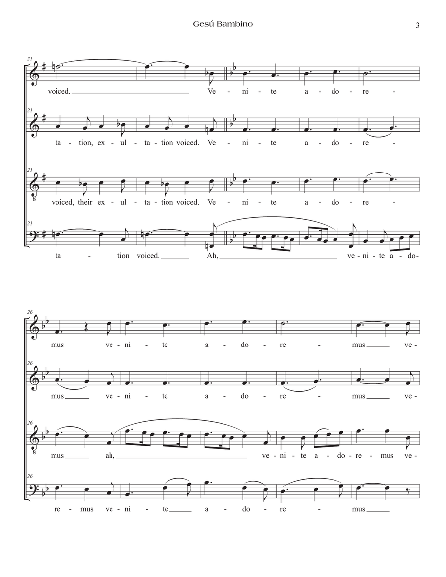 Gesú Bambino SATB a cappella with divisis Divisi scores gallery preview page 3