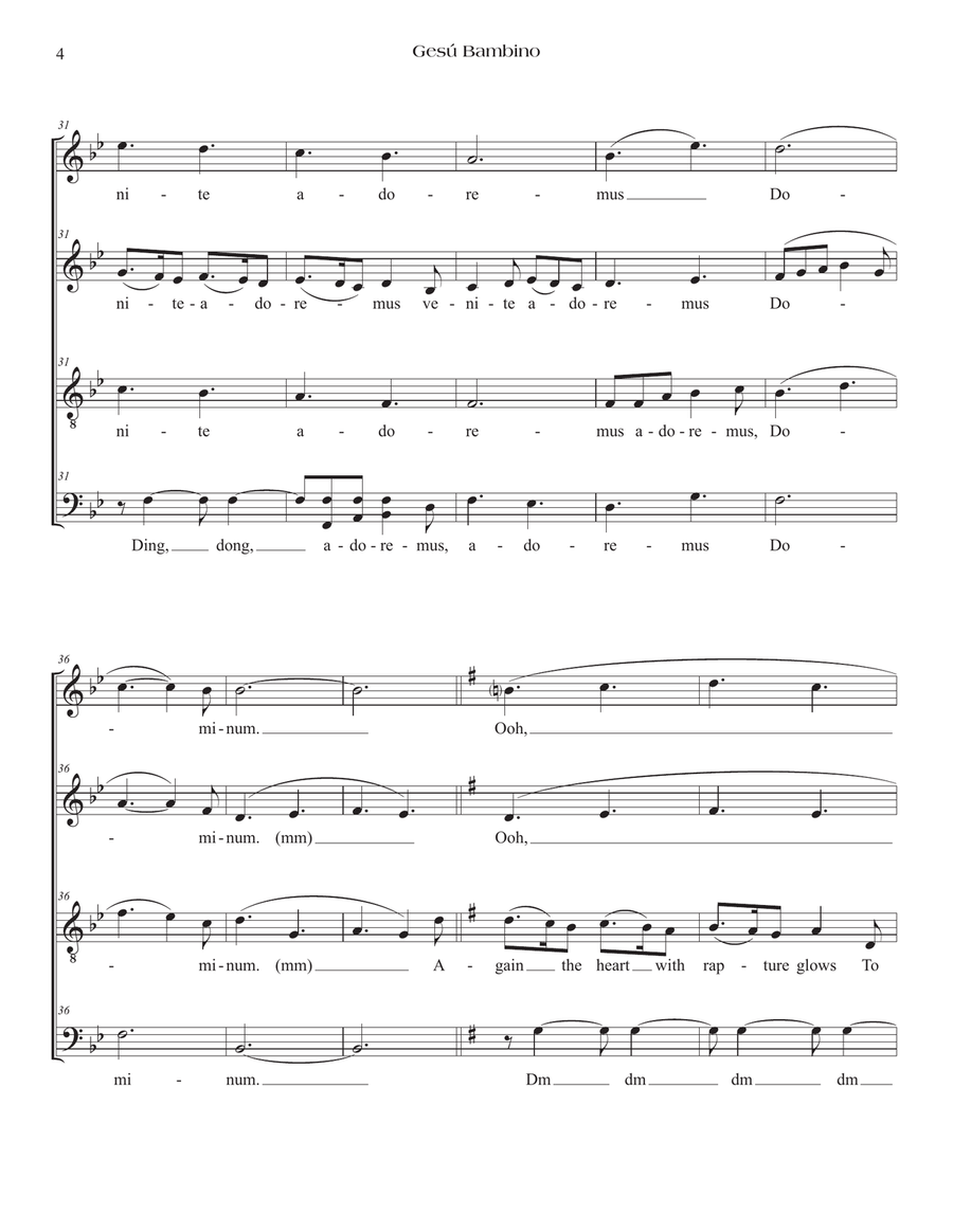 Gesú Bambino SATB a cappella with divisis Divisi scores gallery preview page 4