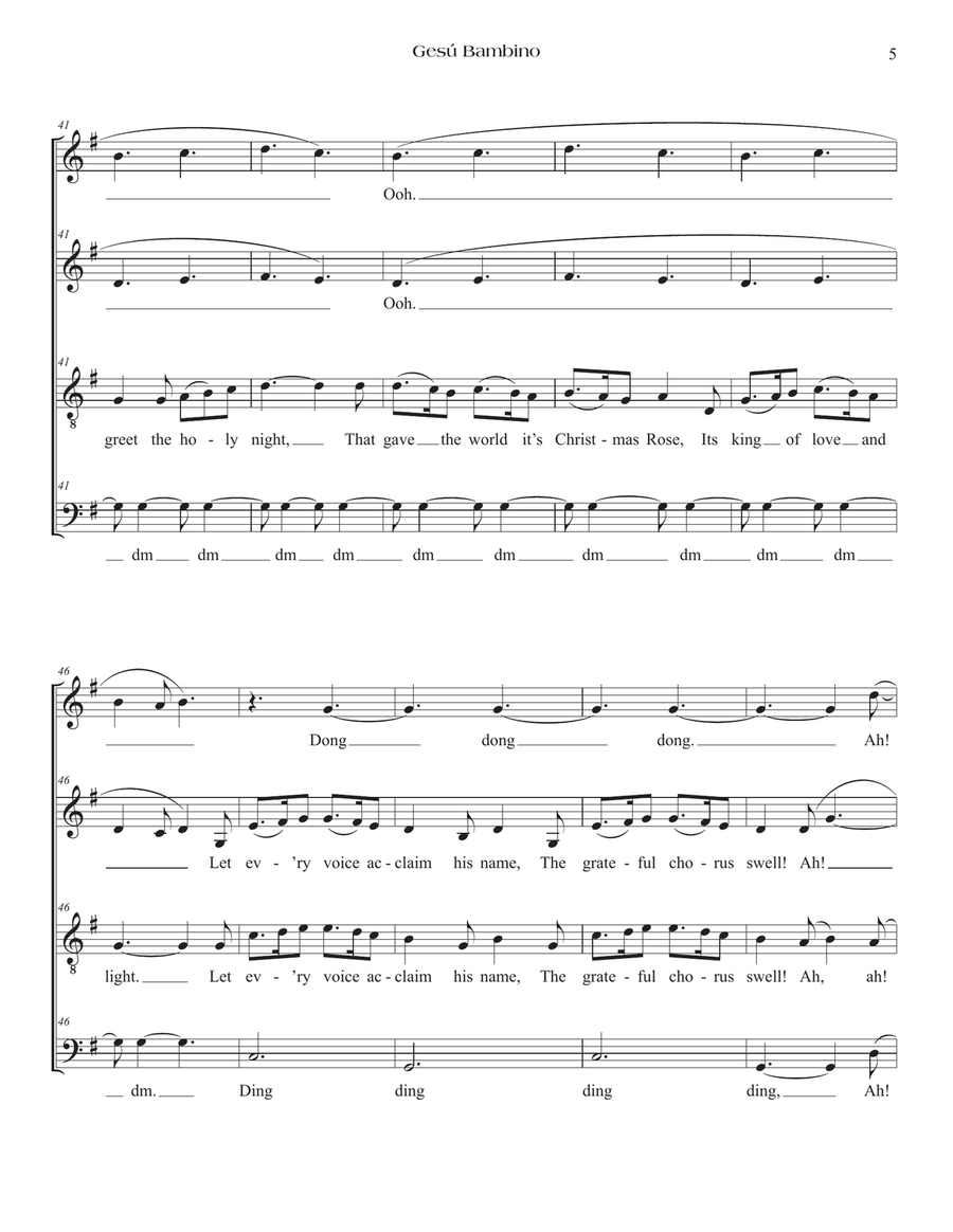 Gesú Bambino SATB a cappella with divisis Divisi scores gallery preview page 5