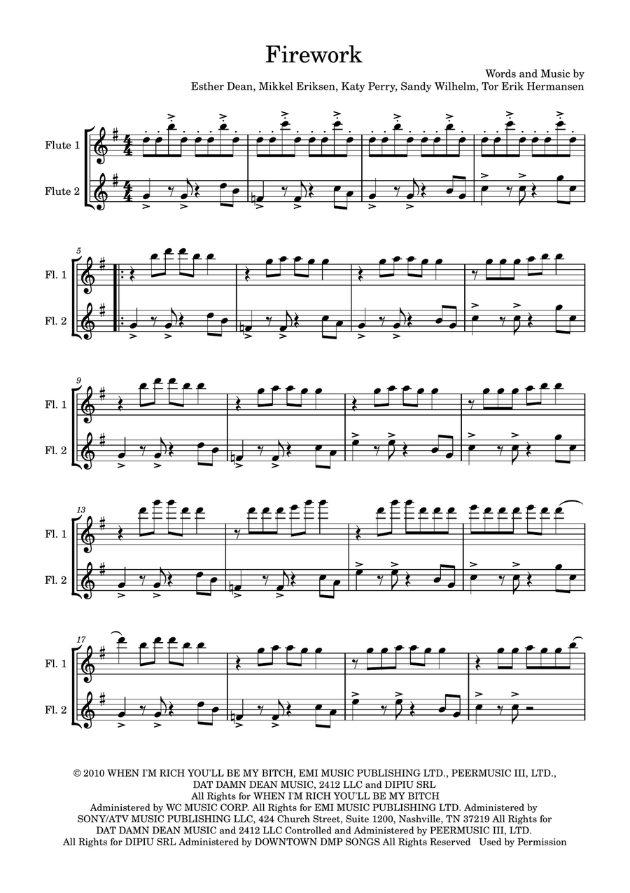 Firework Firework Flute Duet scores gallery preview page 1