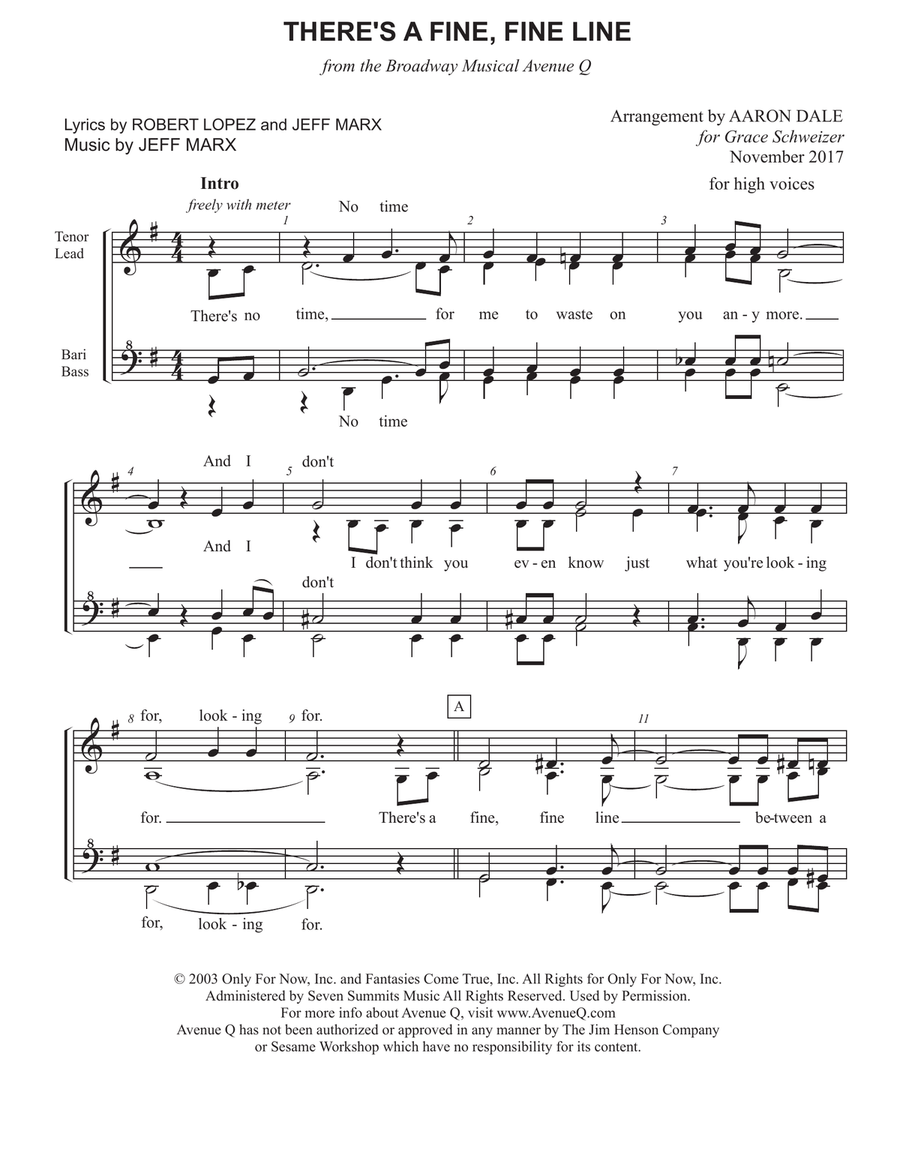 There's A Fine, Fine Line SSAA scores gallery preview page 1