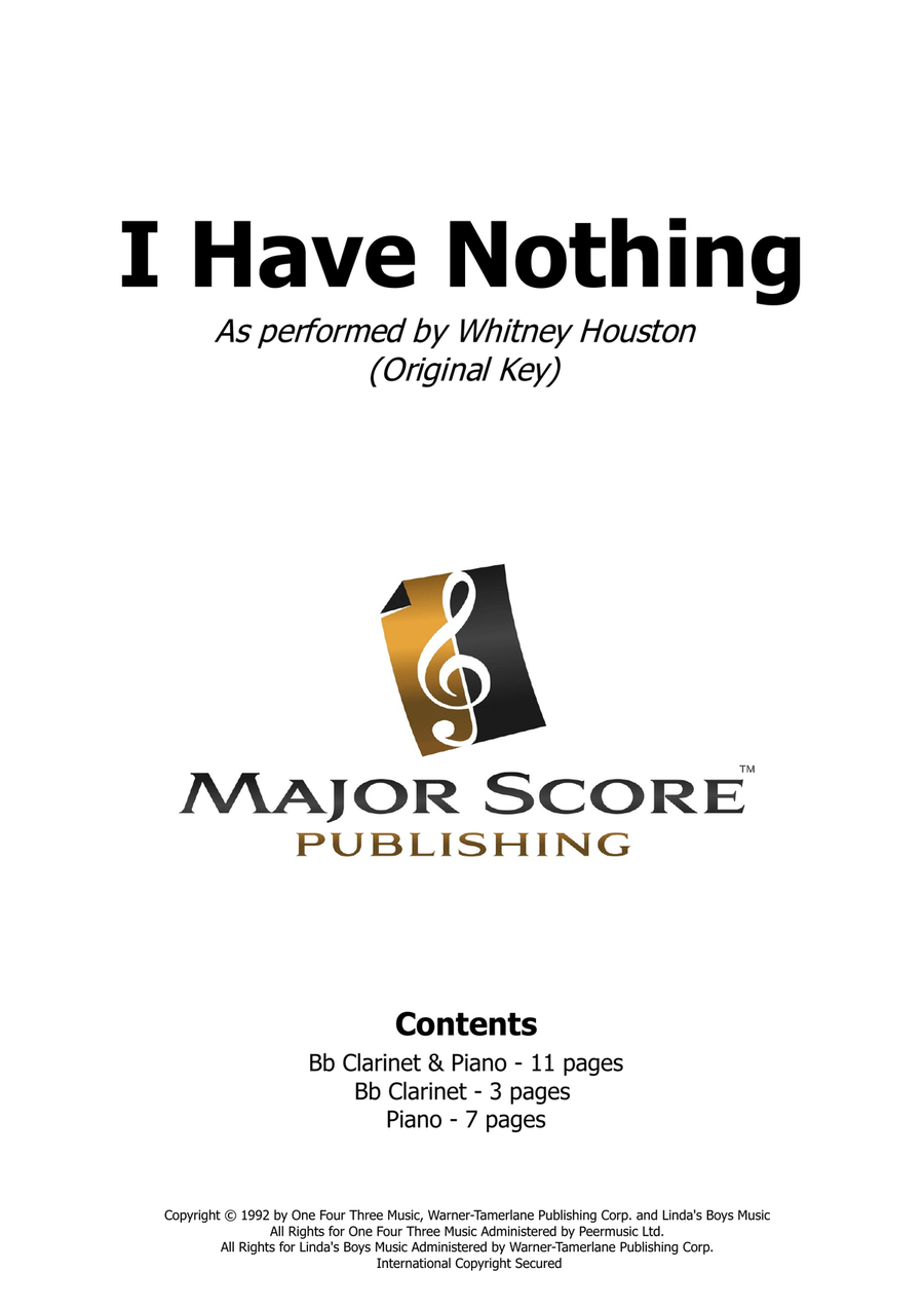 I Have Nothing B-Flat Clarinet scores gallery preview page 1