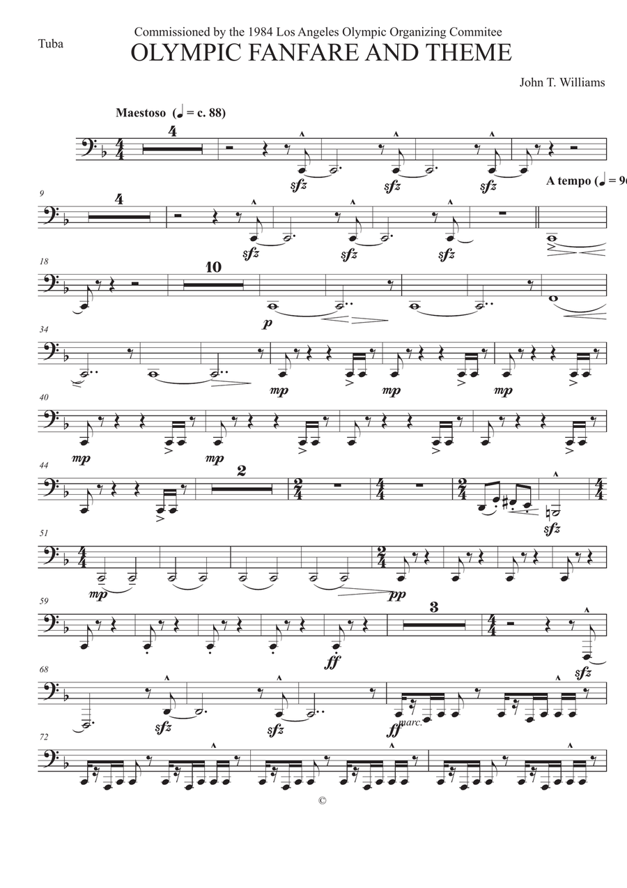 Olympic Fanfare and Theme - Tuba Full Orchestra scores gallery preview page 1