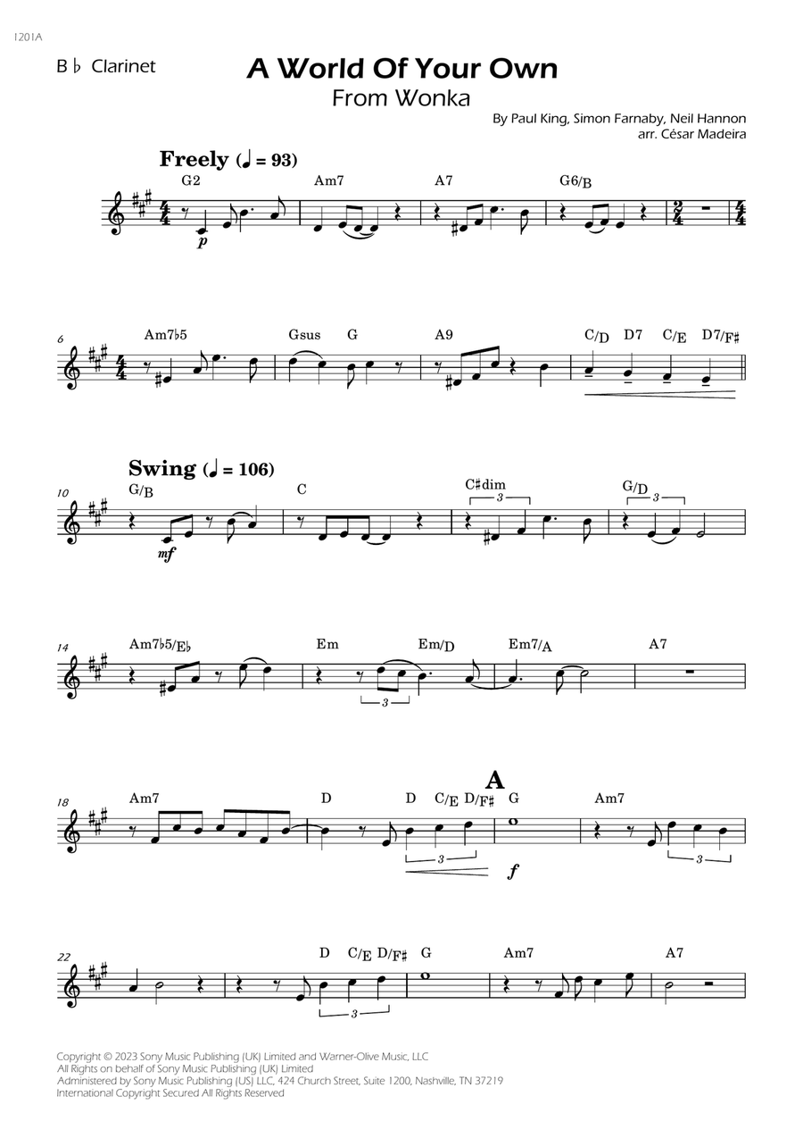 A World Of Your Own A World Of Your Own B-Flat Clarinet scores gallery preview page 1