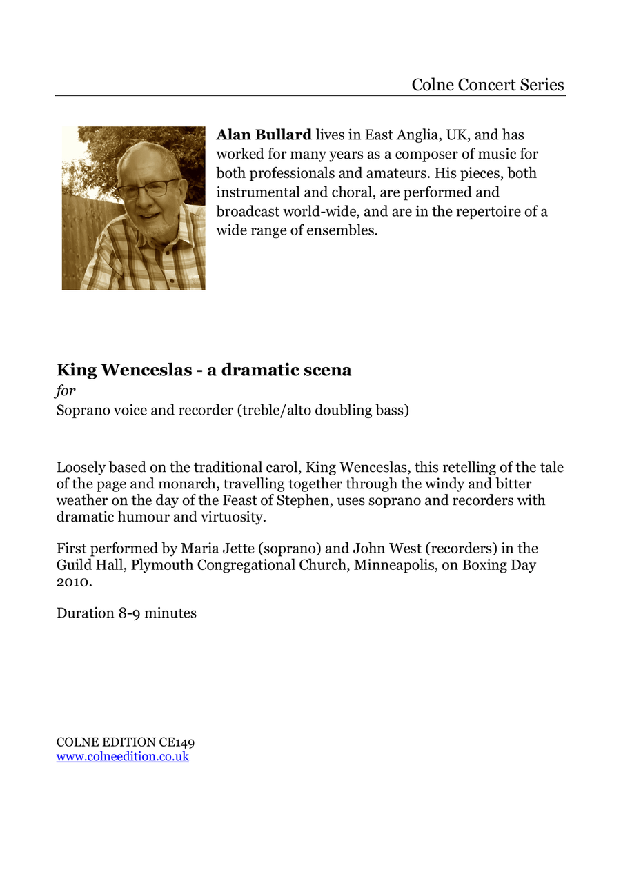 King Wenceslas - dramatic scena for soprano and recorder Alto Recorder scores gallery preview page 2