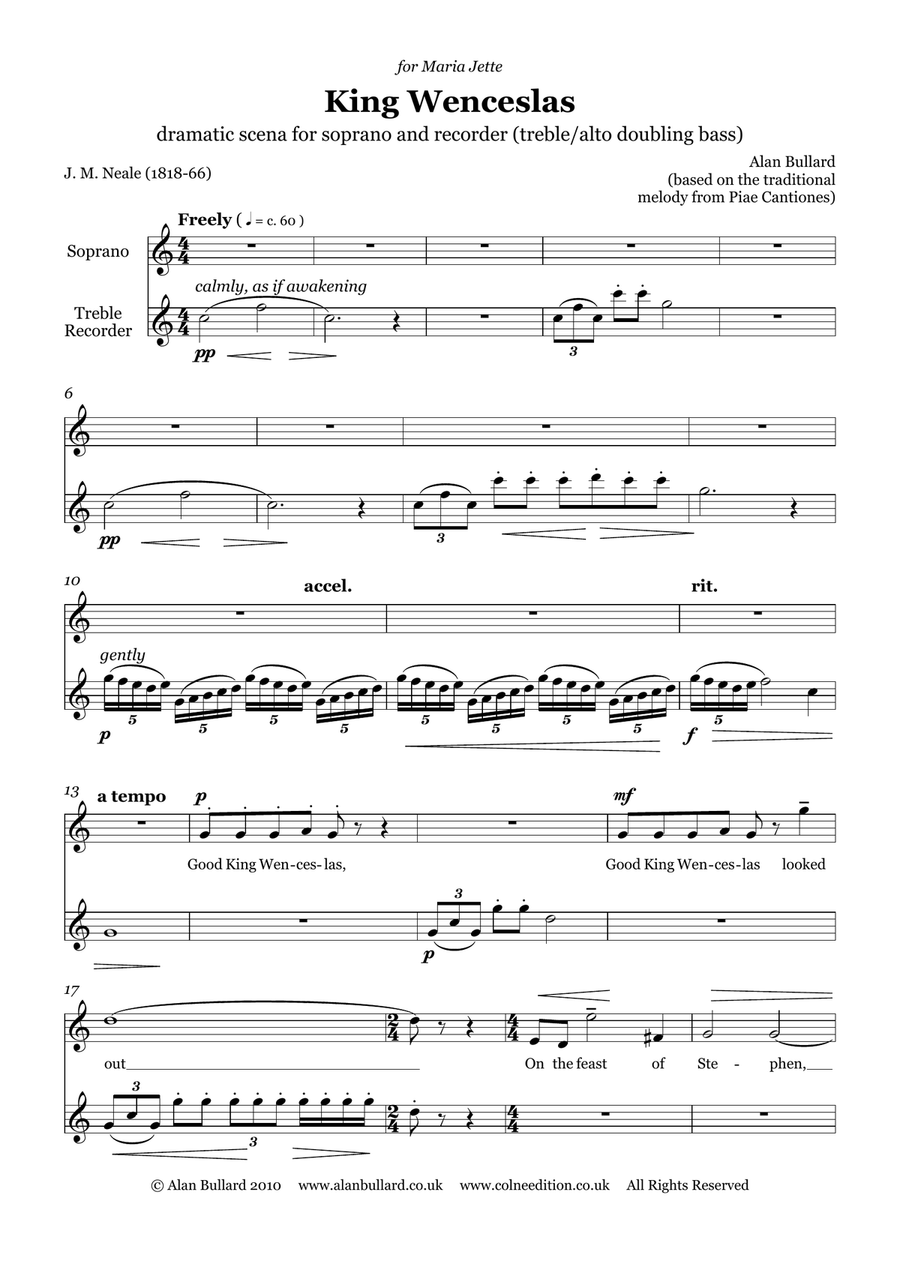 King Wenceslas - dramatic scena for soprano and recorder Alto Recorder scores gallery preview page 3