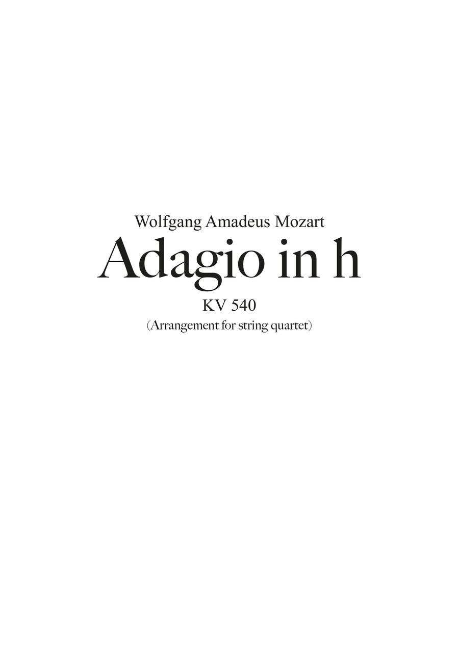Adagio in B minor - arrangement for String quartet String Quartet scores gallery preview page 3