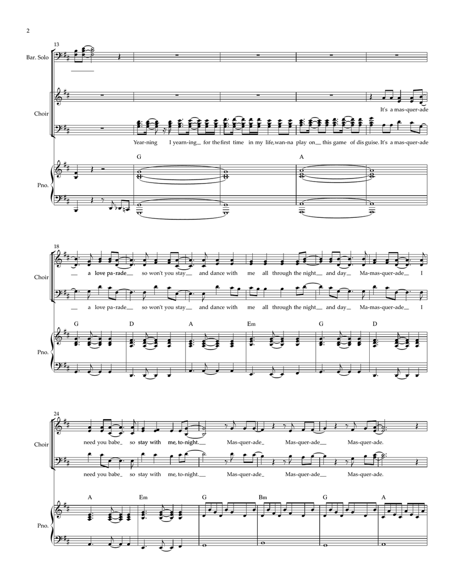 Medley: Masquerade with Dance The Night, At The Hop, You Should Be Dancing, and Vogue (2008) 4-Part scores gallery preview page 2
