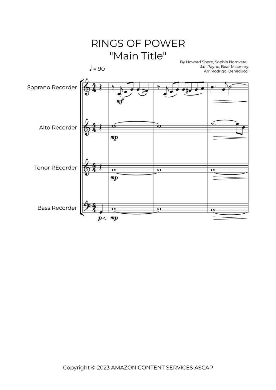 The Lord Of The Rings: The Rings Of Power Soprano Recorder scores gallery preview page 2