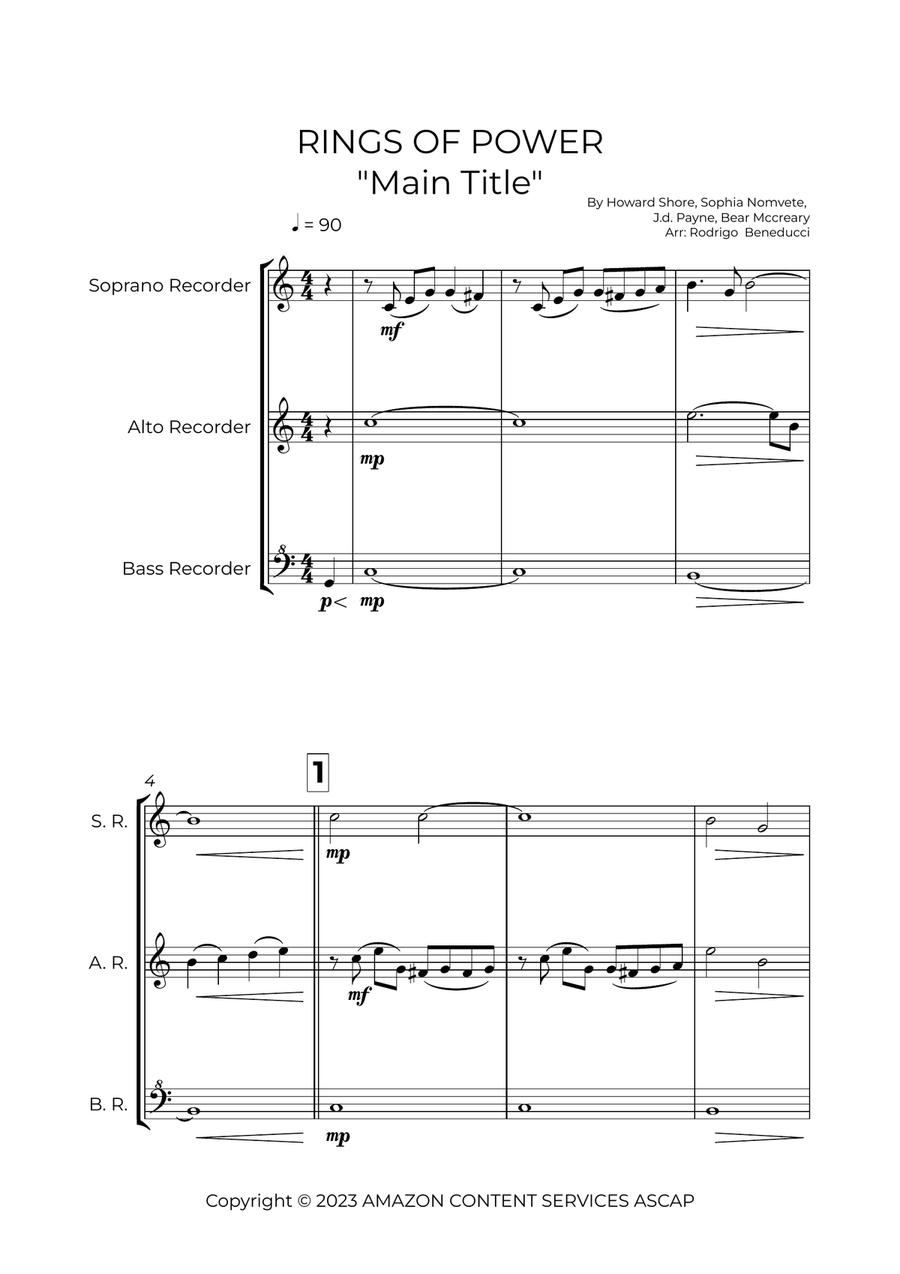 The Lord Of The Rings: The Rings Of Power Soprano Recorder scores gallery preview page 2
