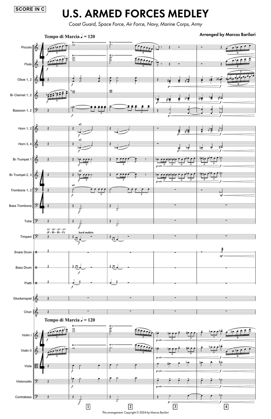 U.S. Armed Forces Medley - Score Only Full Orchestra scores gallery preview page 4