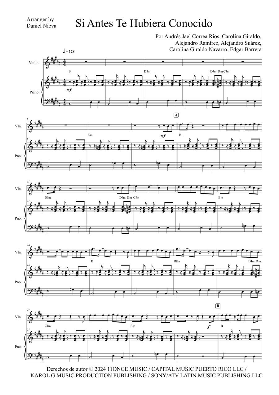 Si Antes Te Hubiera Conocido Violin Solo scores gallery preview page 2