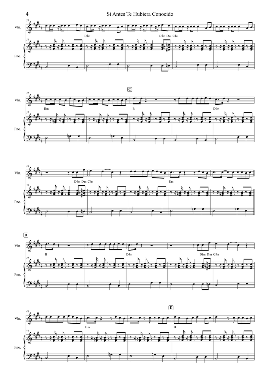 Si Antes Te Hubiera Conocido Violin Solo scores gallery preview page 3