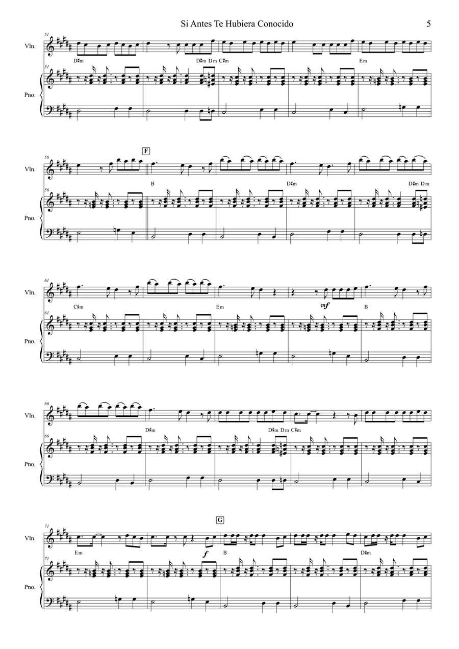 Si Antes Te Hubiera Conocido Violin Solo scores gallery preview page 4