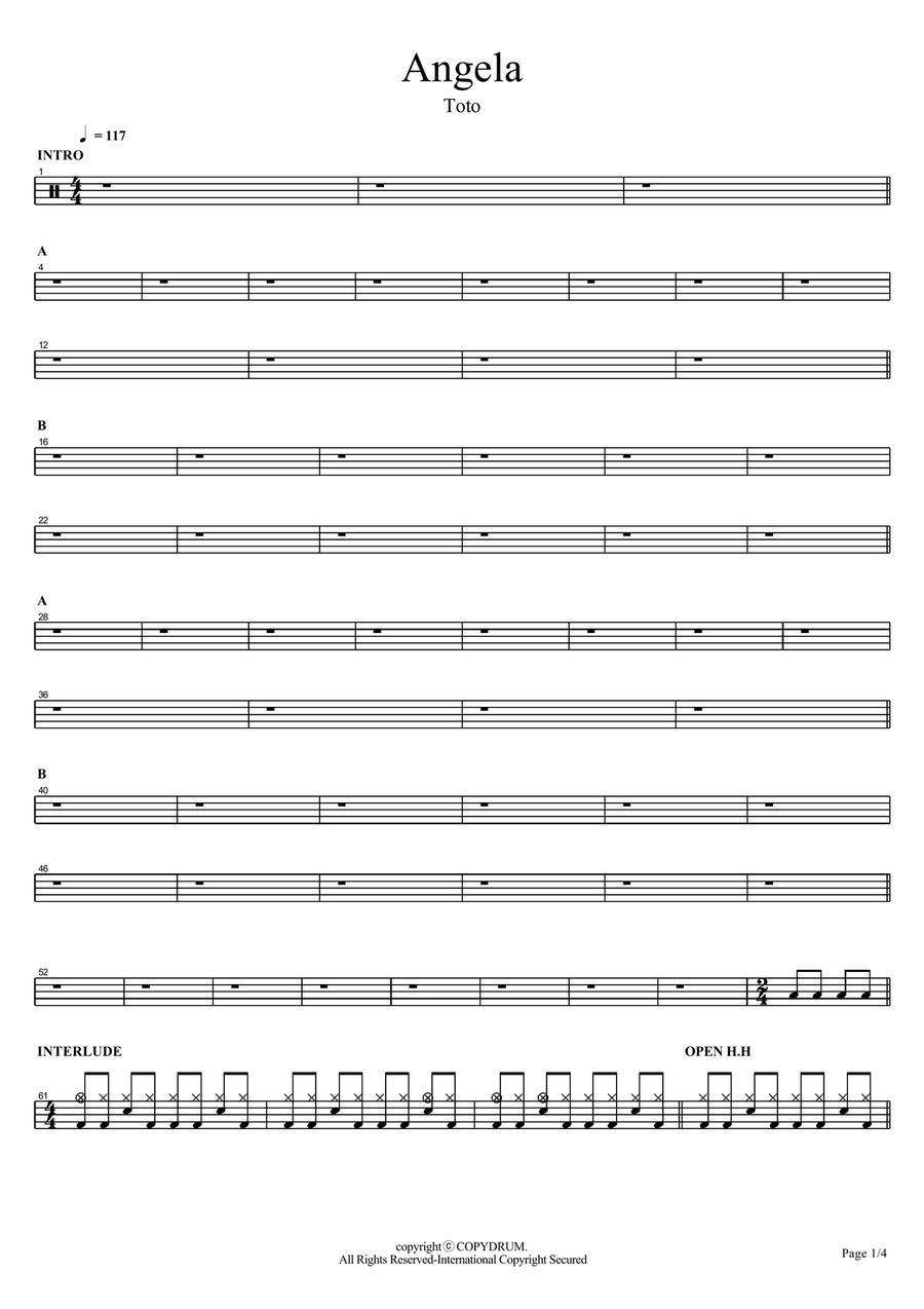 Angela Angela Drum Set scores gallery preview page 1