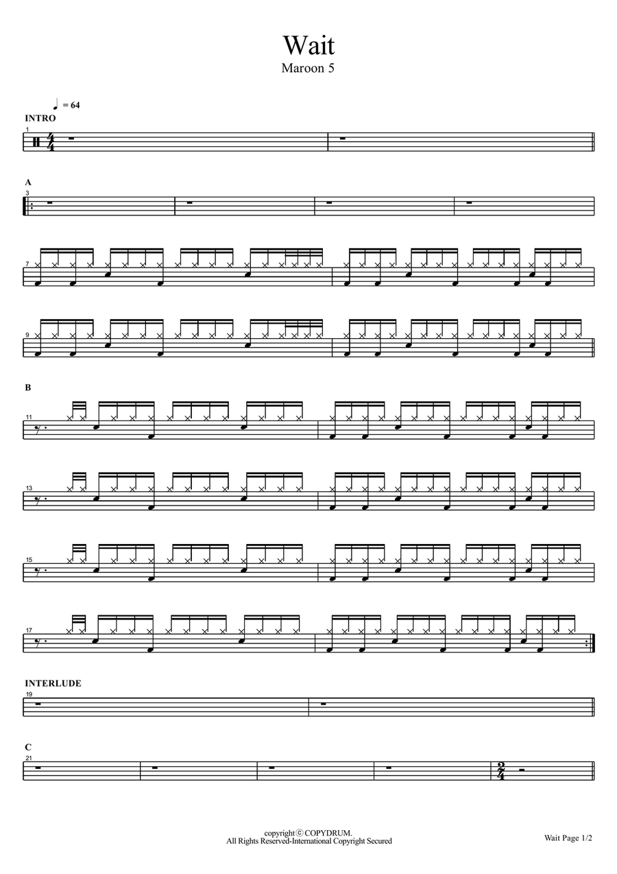 Wait Drum Set scores gallery preview page 1