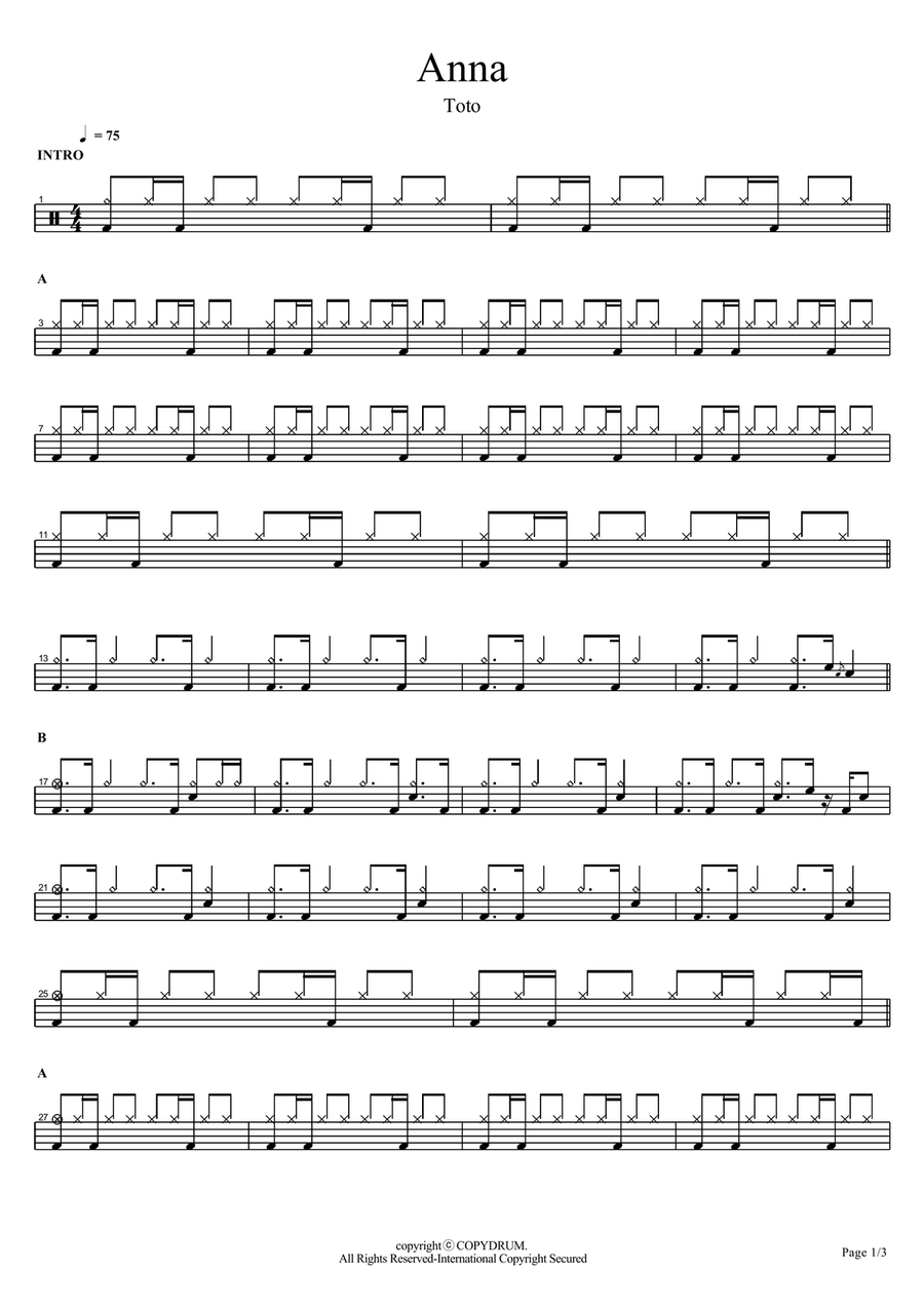 Anna Anna Drum Set scores gallery preview page 1