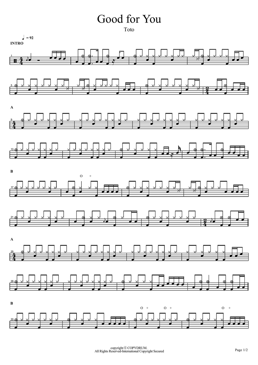 Good For You Good For You Drum Set scores gallery preview page 1