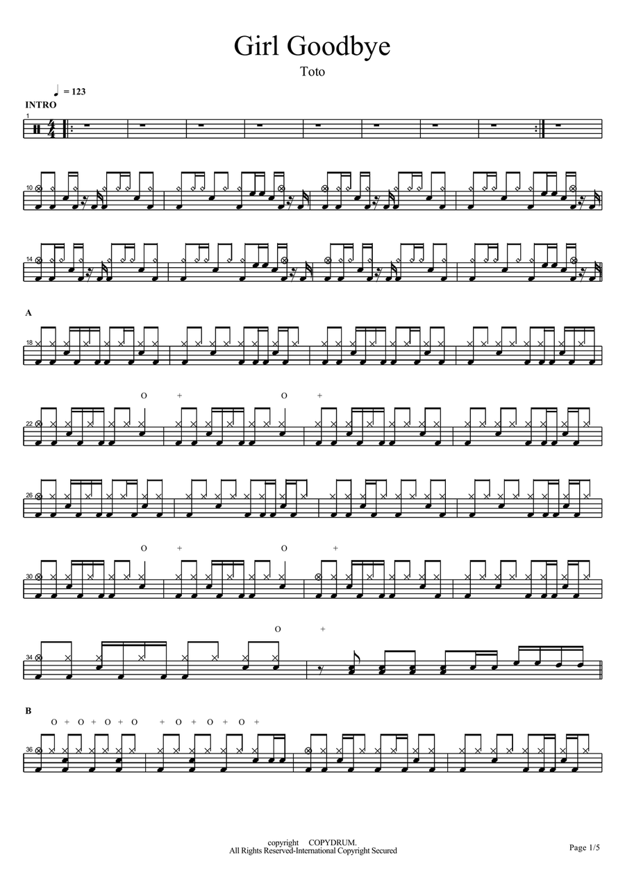 Girl Goodbye Girl Goodbye Drum Set scores gallery preview page 1