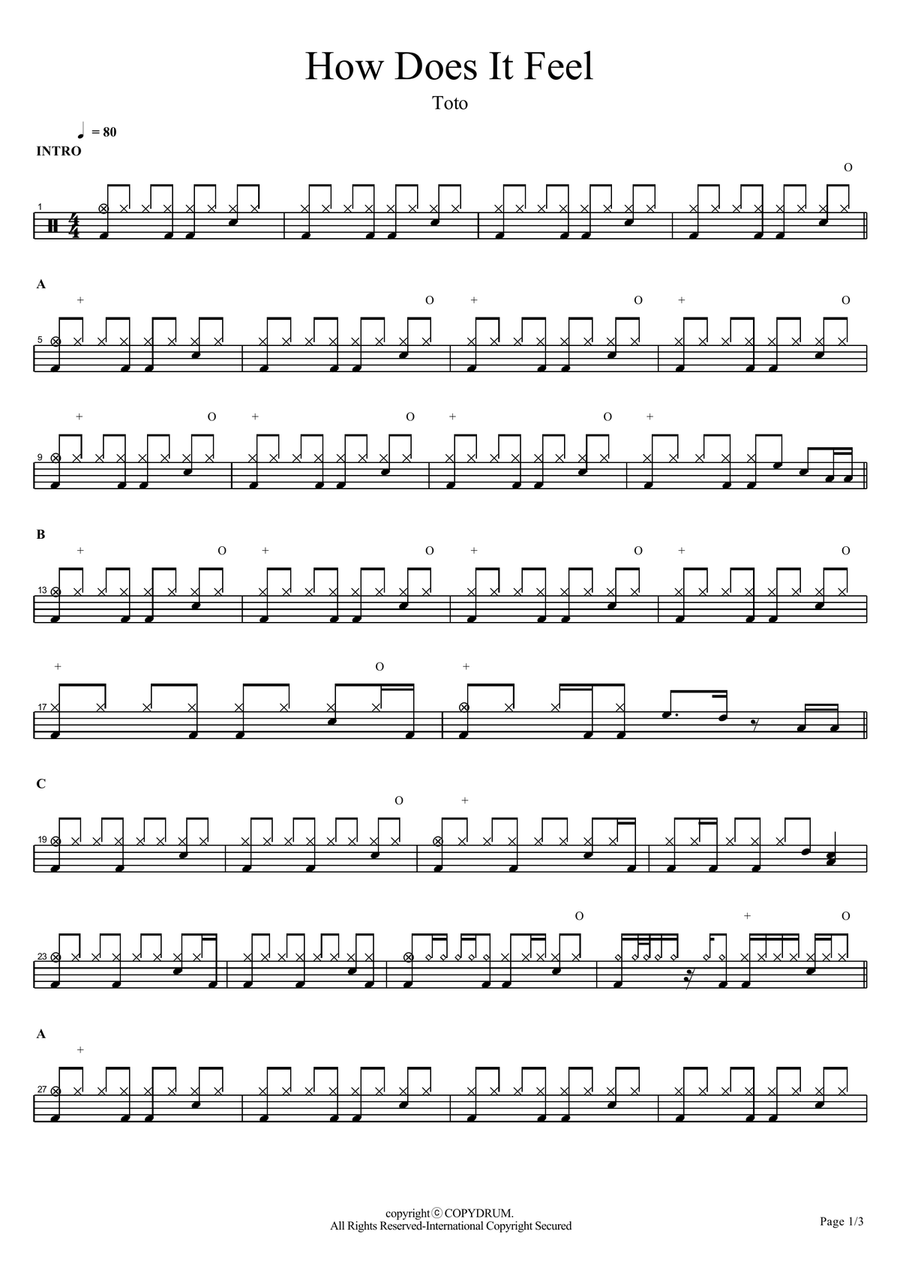 How Does It Feel How Does It Feel Drum Set scores gallery preview page 1