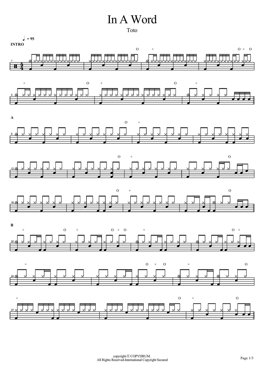 In A Word In A Word Drum Set scores gallery preview page 1