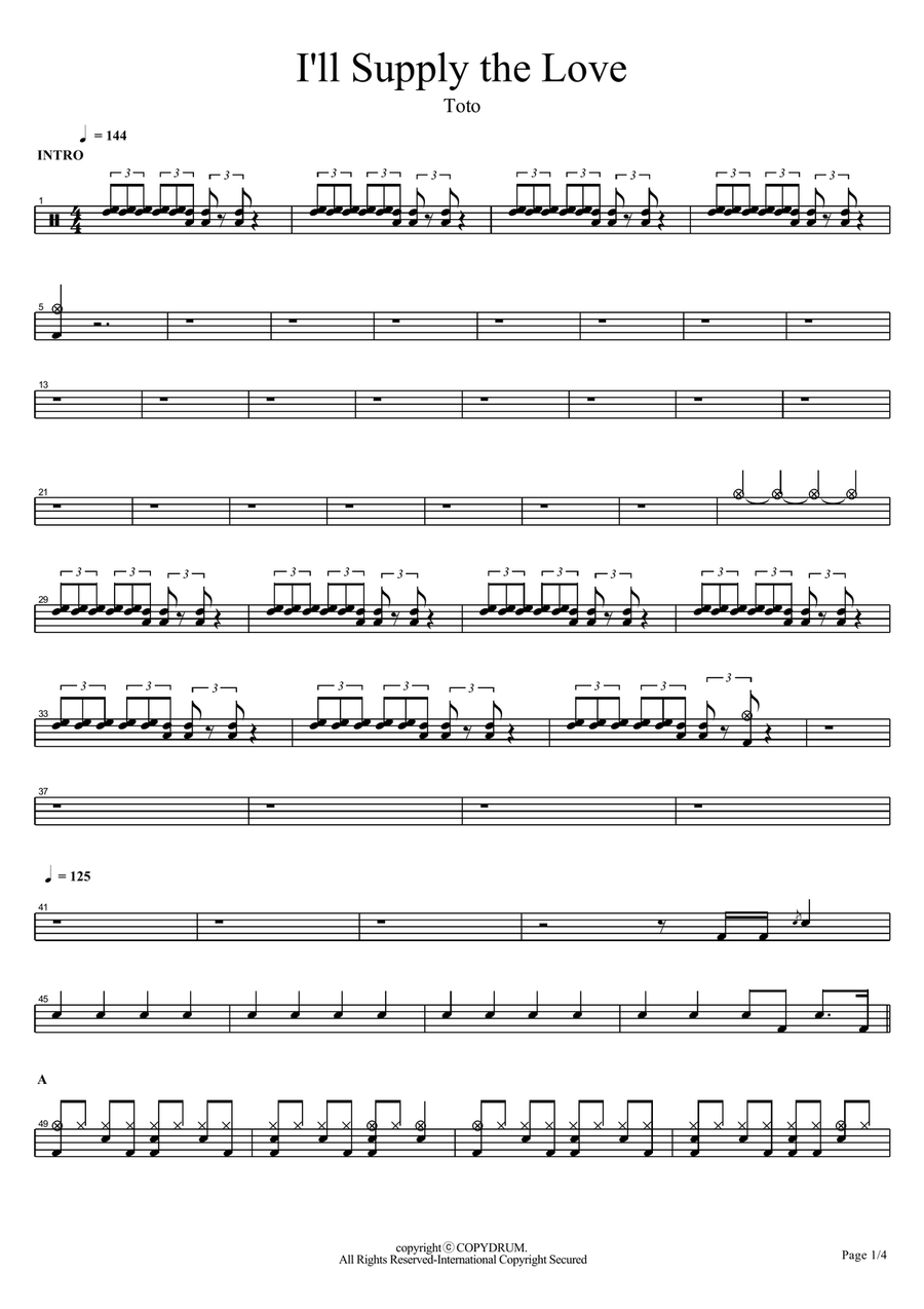 I'll Supply The Love I'll Supply The Love Drum Set scores gallery preview page 1
