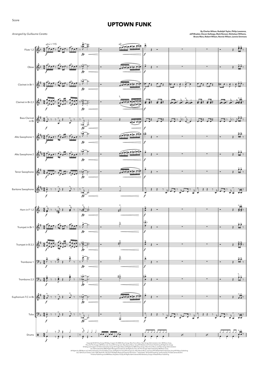 Uptown Funk Uptown Funk Concert Band scores gallery preview page 1