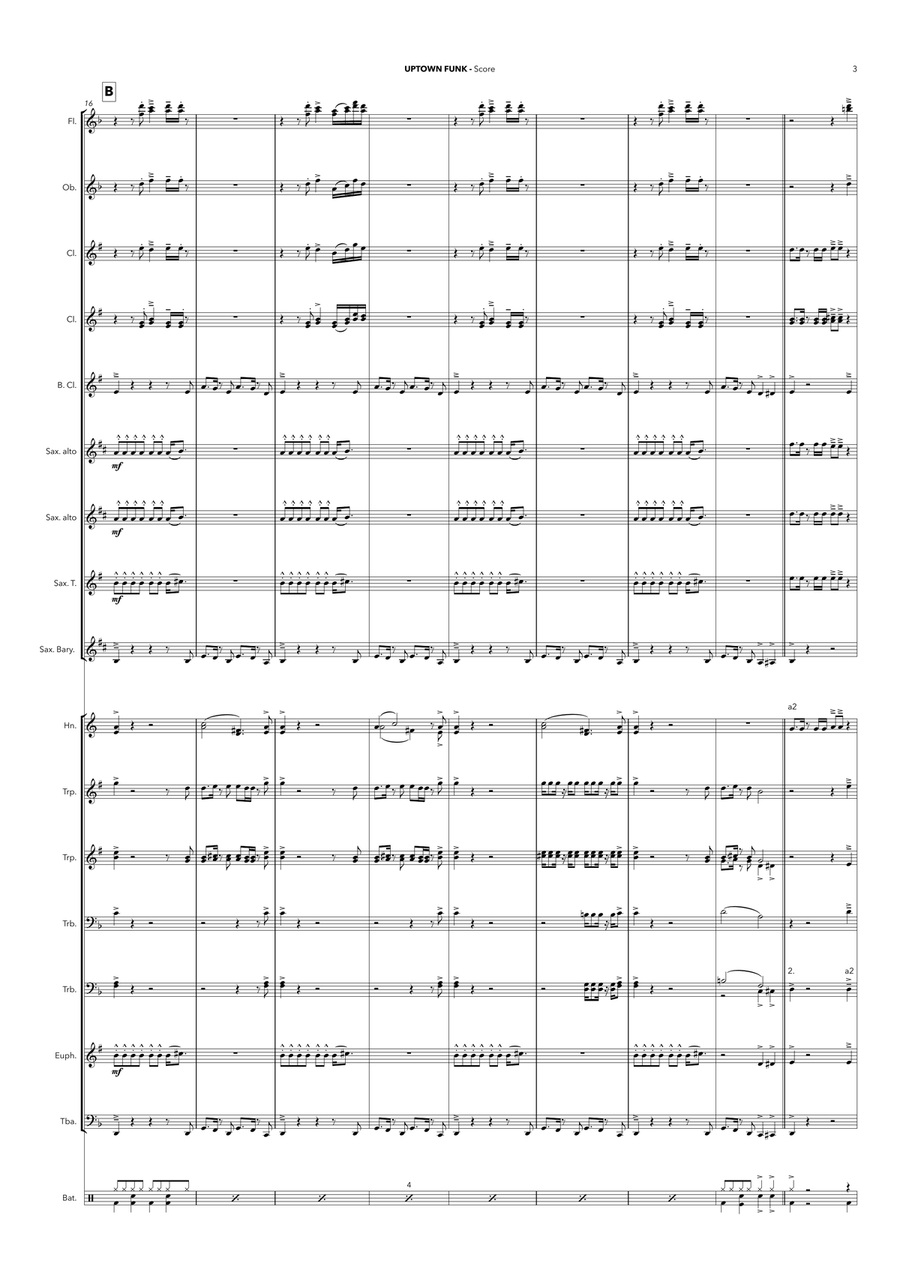 Uptown Funk Uptown Funk Concert Band scores gallery preview page 3