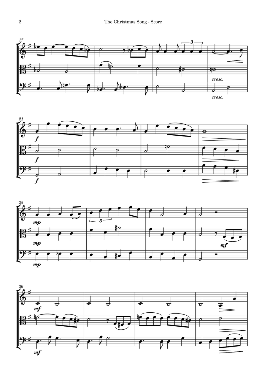 The Christmas Song (Chestnuts Roasting On An Open Fire) String Trio scores gallery preview page 2