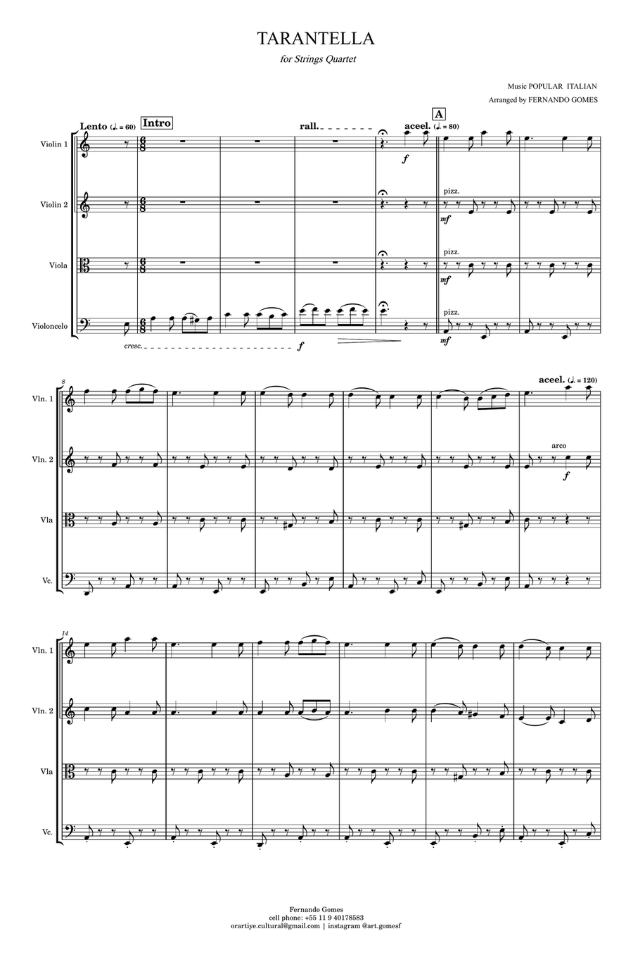 Tarantella (strings orchestra) String Quartet scores gallery preview page 4