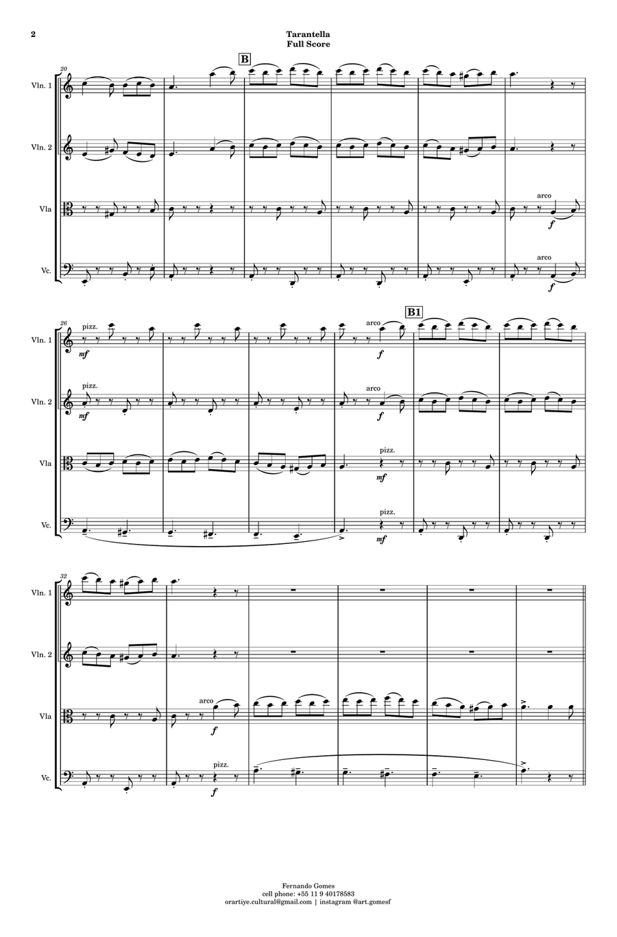 Tarantella (strings orchestra) String Quartet scores gallery preview page 5