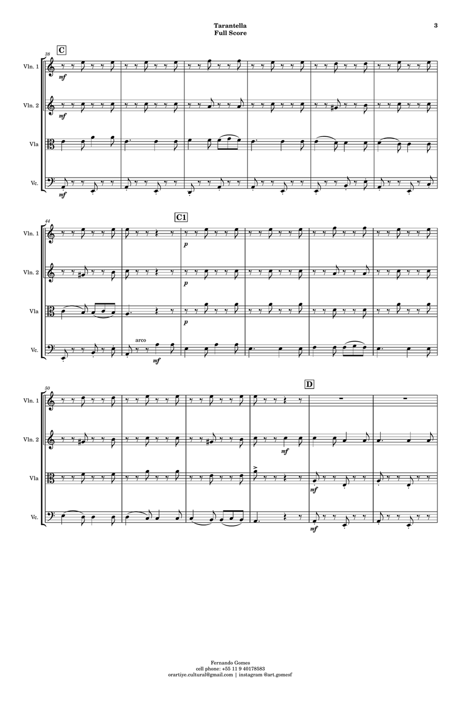 Tarantella (strings orchestra) String Quartet scores gallery preview page 6