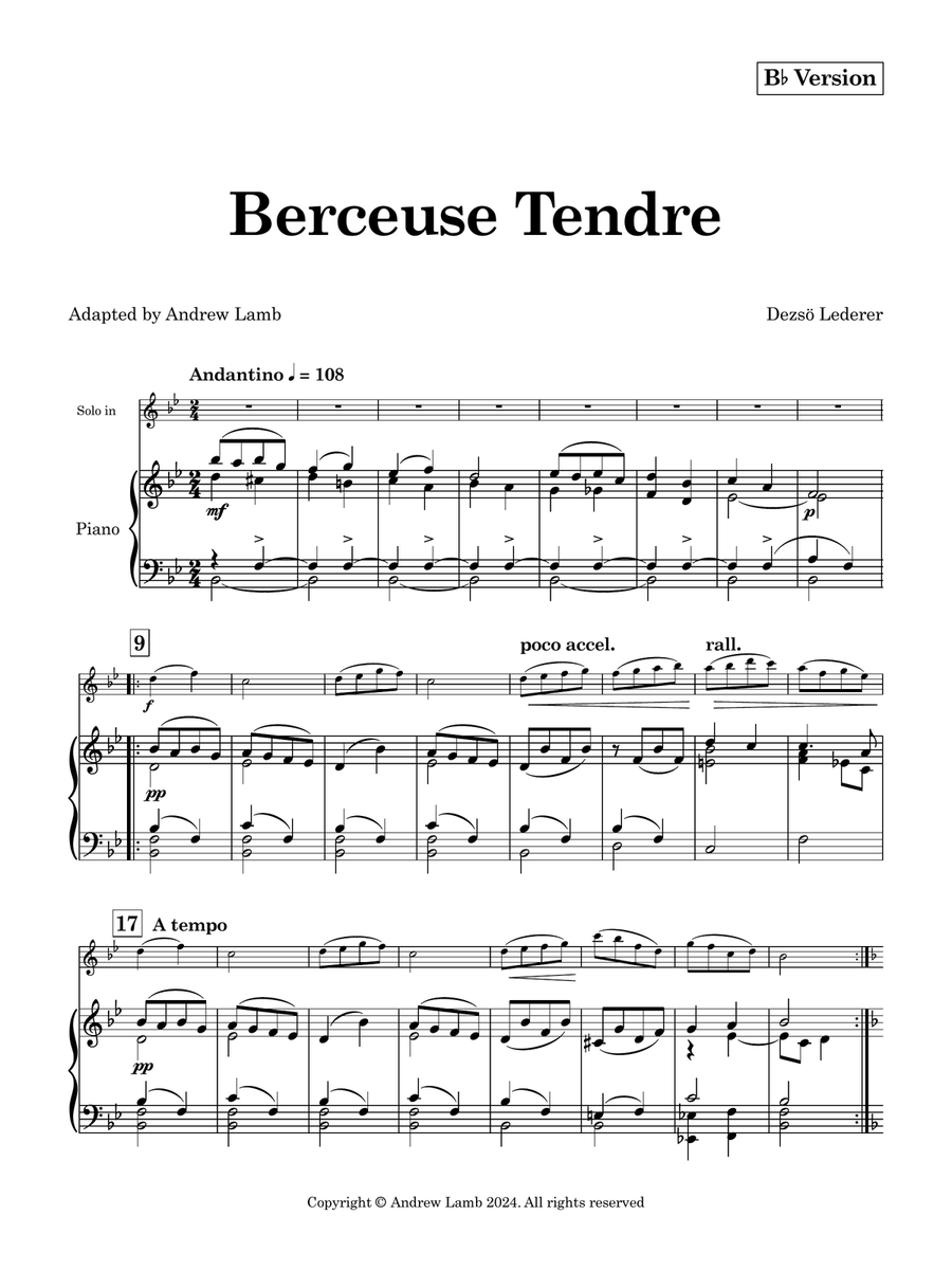 Dezsö Lederer | Berceuse Tendre | Flexible Arrangement Piano scores gallery preview page 5