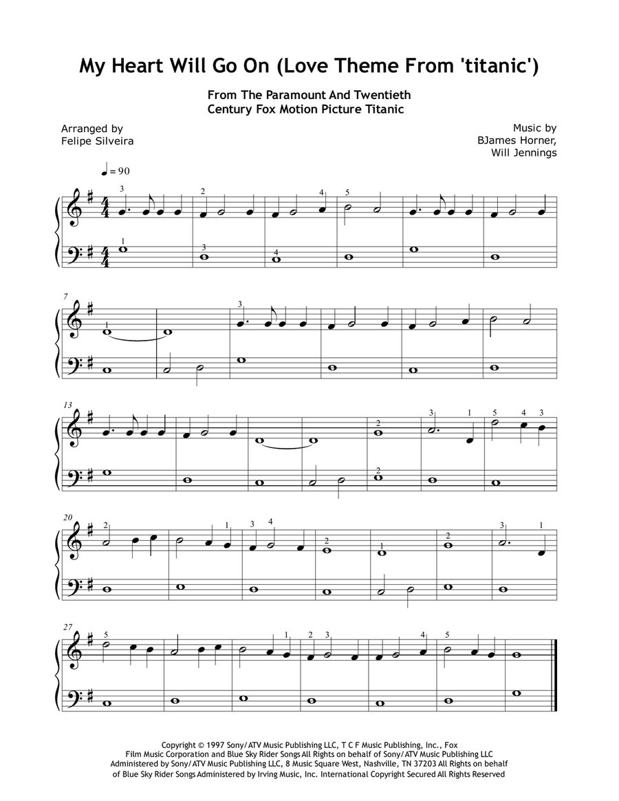 My Heart Will Go On (Love Theme From 'titanic') Easy Piano scores gallery preview page 1