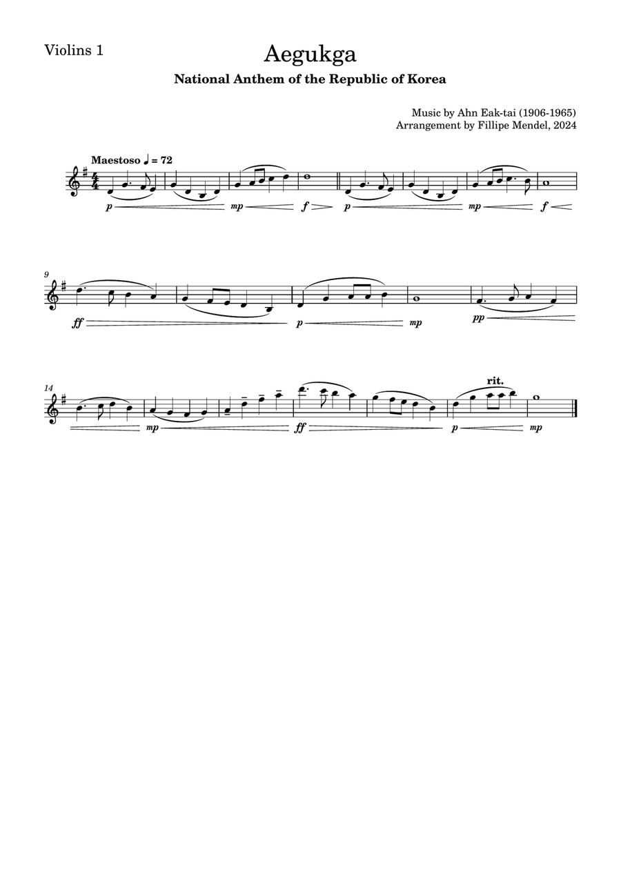 Republic of Korea National Anthem (South Korea): Aegukga for Strings Orchestra String Orchestra scores gallery preview page 4
