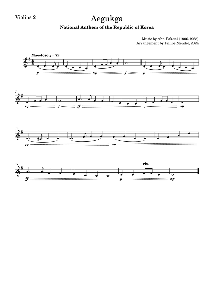 Republic of Korea National Anthem (South Korea): Aegukga for Strings Orchestra String Orchestra scores gallery preview page 5