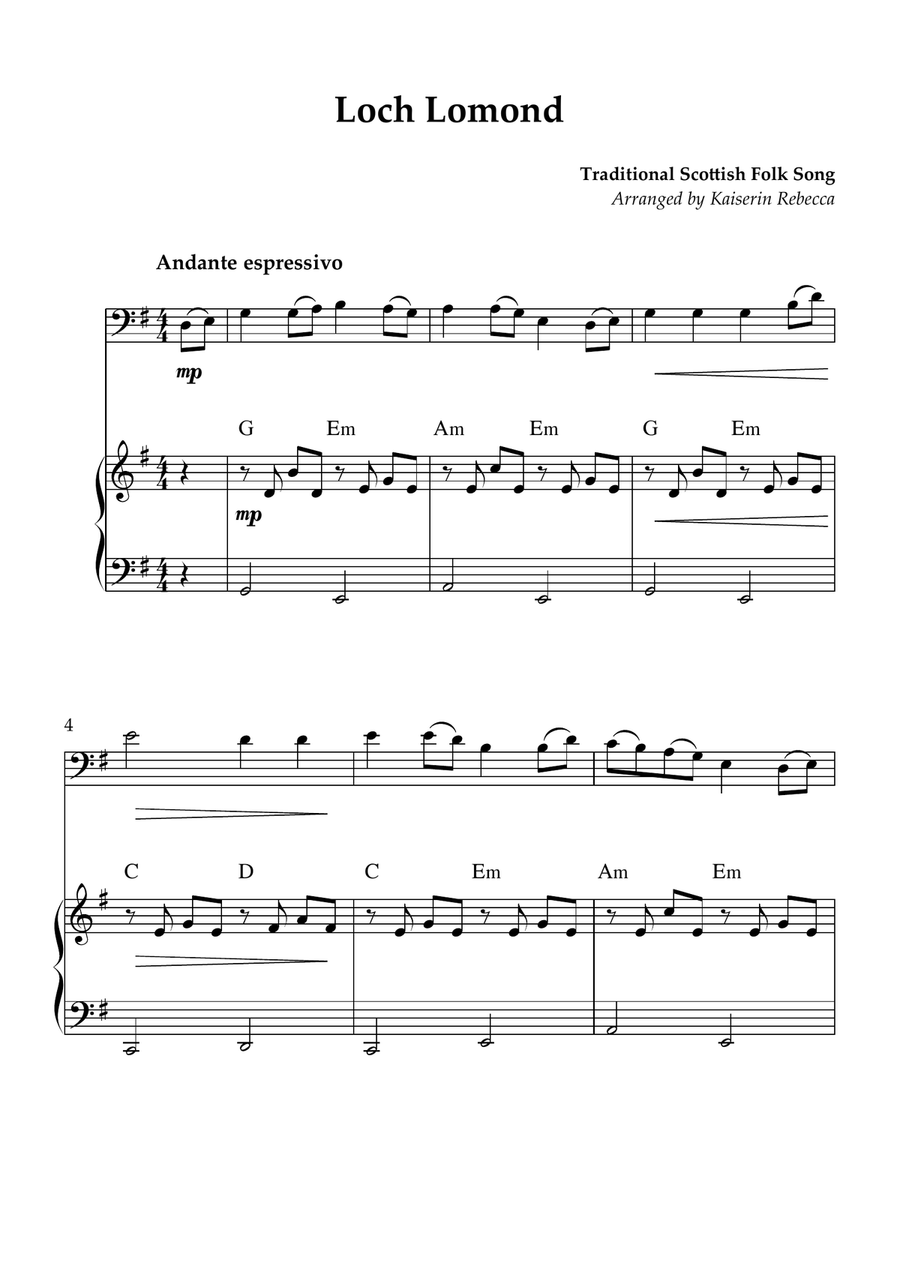 Loch Lomond Loch Lomond Piano scores gallery preview page 1