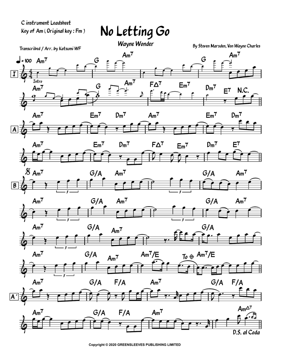 No Letting Go No Letting Go Piano scores gallery preview page 1