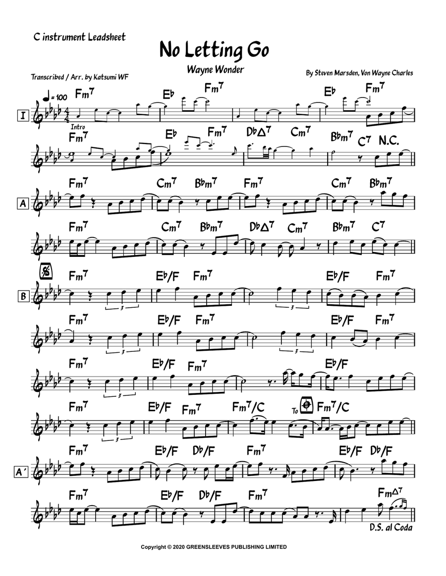 No Letting Go No Letting Go Piano scores gallery preview page 1