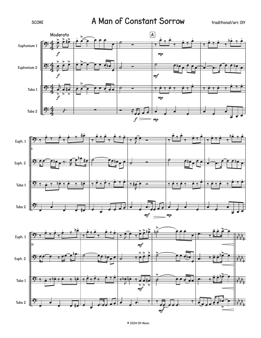 A Man of Constant Sorrow A Man of Constant Sorrow Brass Quartet scores gallery preview page 1