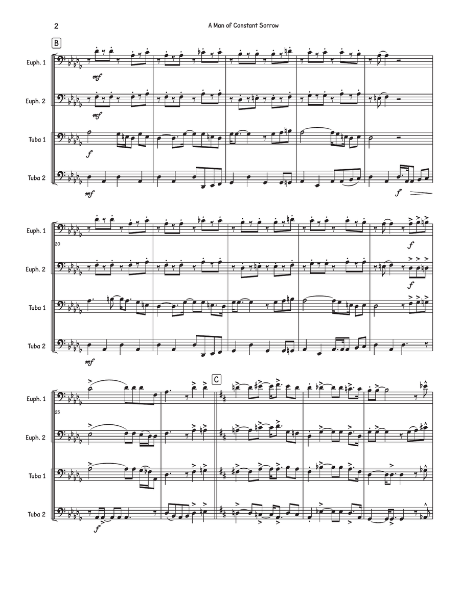 A Man of Constant Sorrow A Man of Constant Sorrow Brass Quartet scores gallery preview page 2