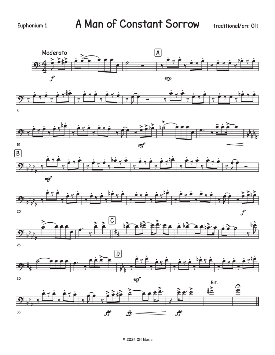 A Man of Constant Sorrow A Man of Constant Sorrow Brass Quartet scores gallery preview page 4