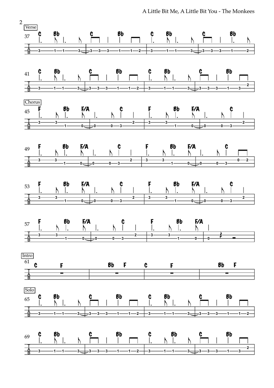 A Little Bit Me, A Little Bit You Acoustic Guitar scores gallery preview page 2