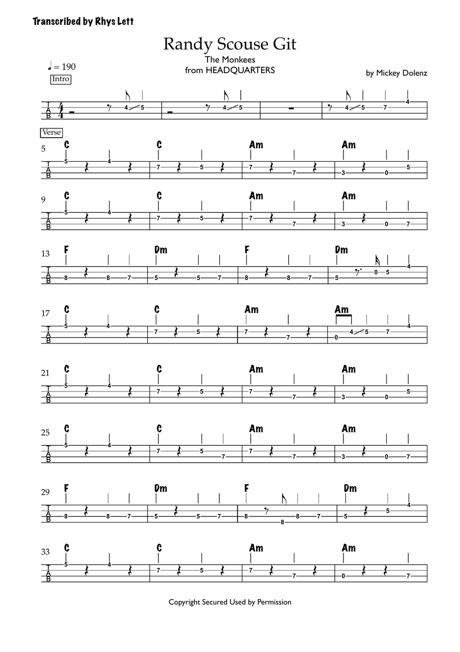 Randy Scouse Git Randy Scouse Git Acoustic Guitar scores gallery preview page 1