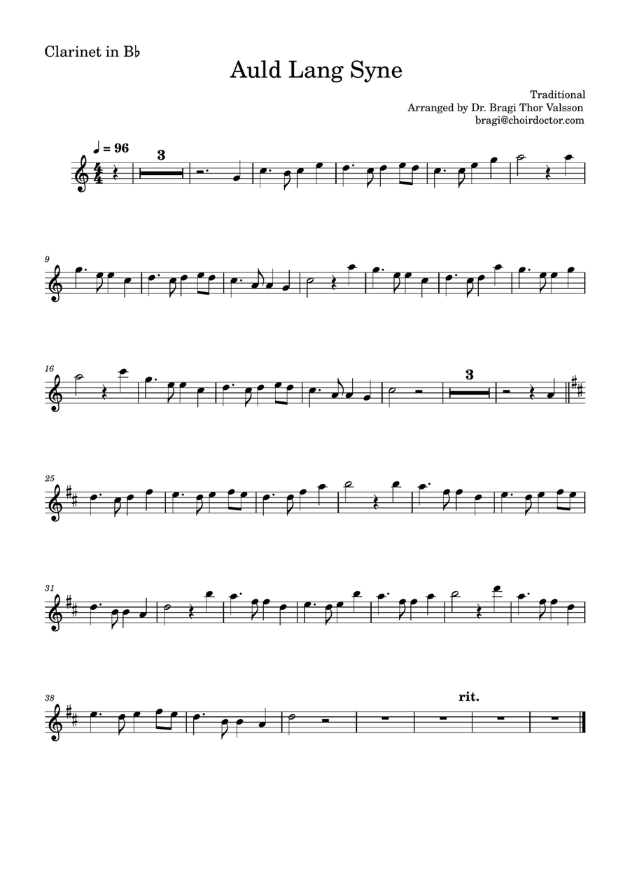 Auld Lang Syne - Clarinet with Piano accompaniment Clarinet Solo scores gallery preview page 4