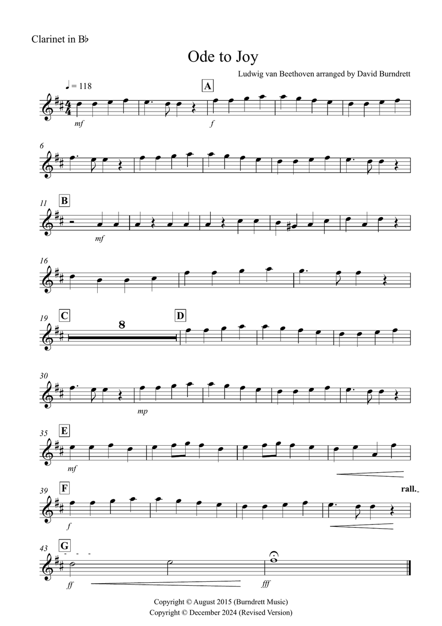 Ode to Joy for Clarinet, Violin and Double Bass Trio Small Ensemble scores gallery preview page 3