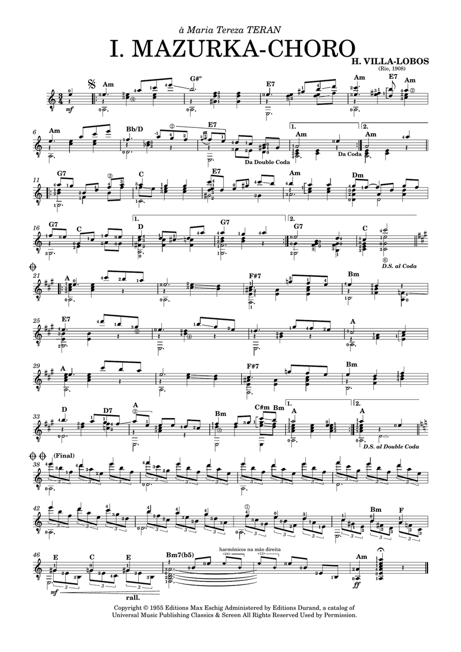 Mazurka-Choro Acoustic Guitar scores gallery preview page 1